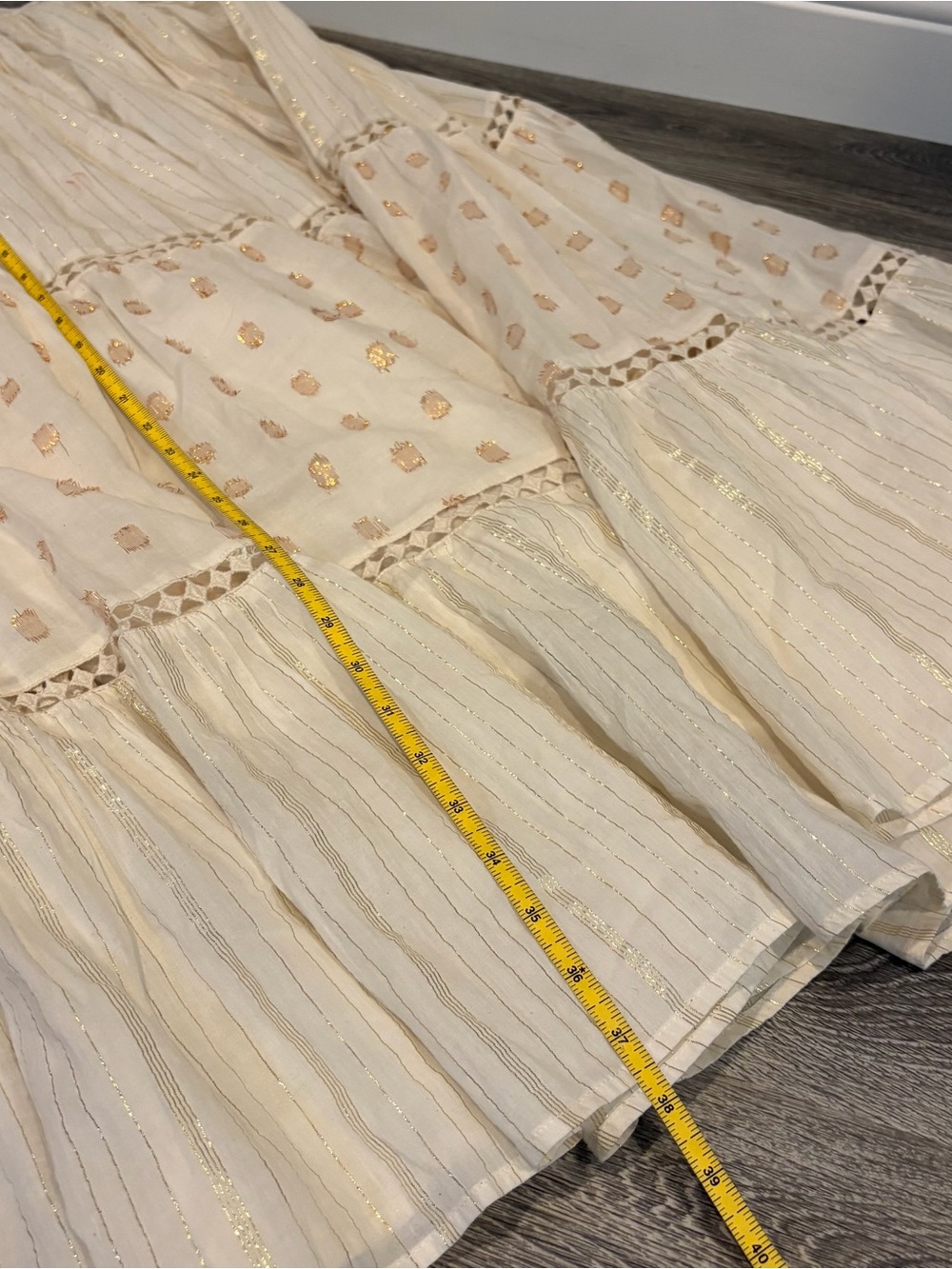 Ivory Boho Tiered Midi Dress with Smocked Bodice - Picture 9 of 12